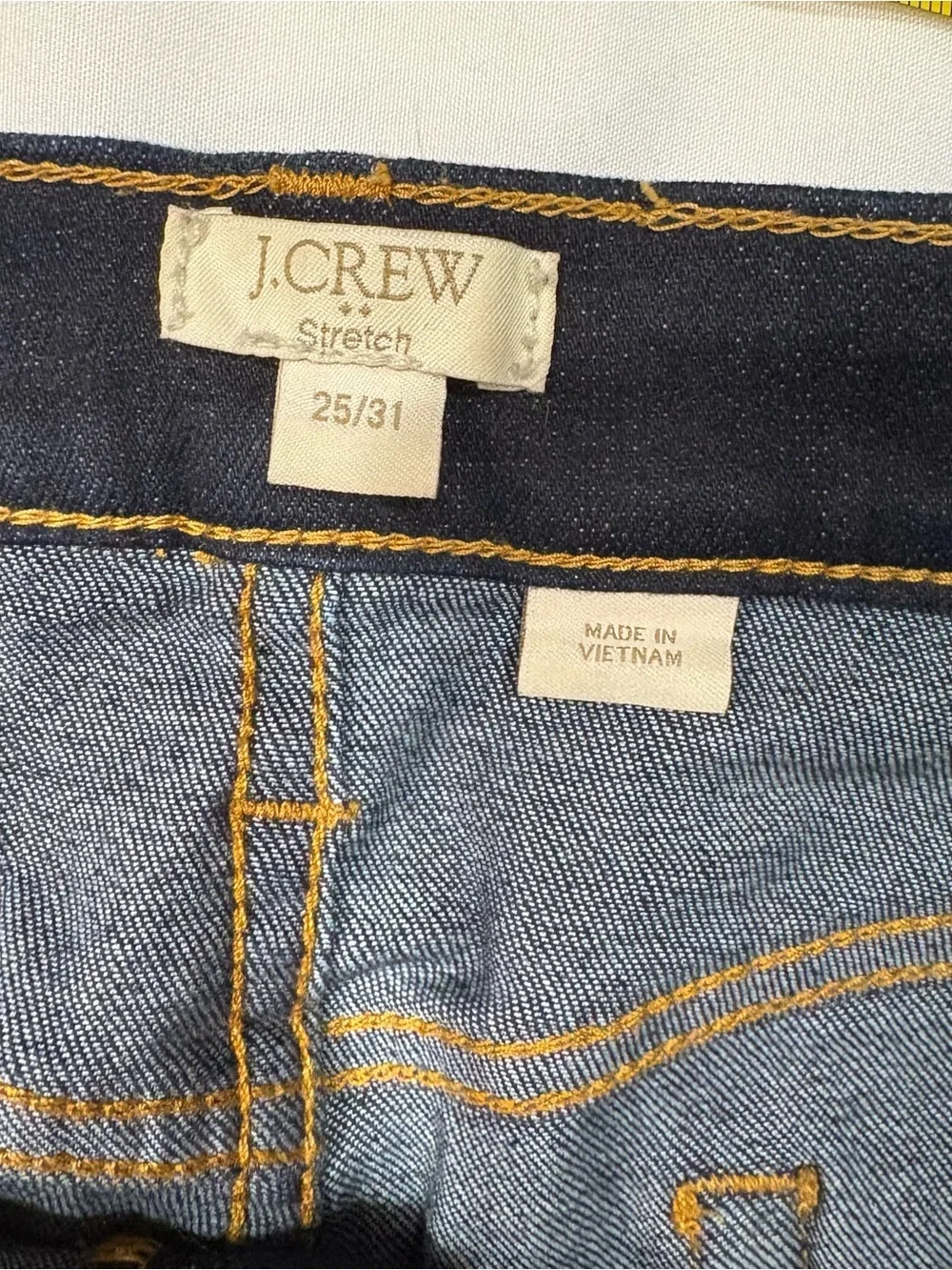 J.Crew Dark Wash Mid Rise Stretch Straight Jeans Sz 25